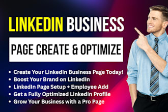 set up your linkedin business page, add employees, market, promote, and grow
