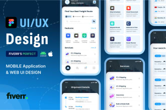 design mobile app ui and web landing page