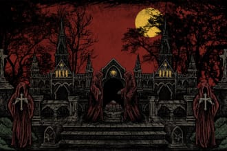 draw dark art, horror illustration for t shirt, cover album