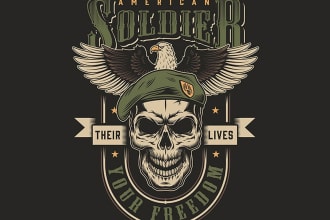design high quality military skull logo with text with any file
