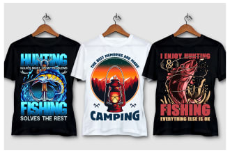 provide hunting fishing camping adventure custom t shirt designs ai eps pdf