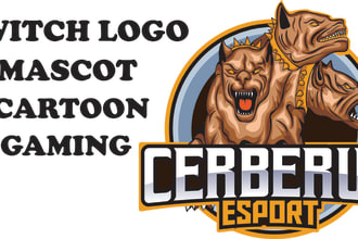 create mascot, twitch, cartoon vector, gaming logo design