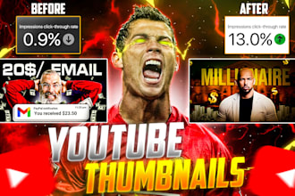 make an eye catching gaming youtube thumbnail in 24hours