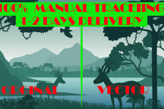 do manual vector tracing of any raster of scan logo