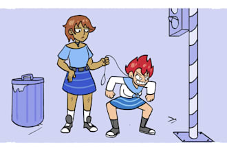draw a cartoon character in a funny illustration