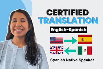 provide a english or spanish certified translation
