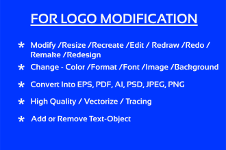 do logo modification,resize,recreate or convert into vector