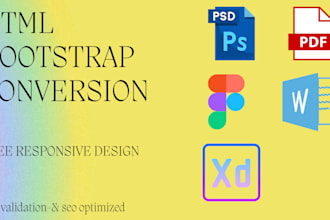 convert figma or PSD to responsive HTML with bootstrap