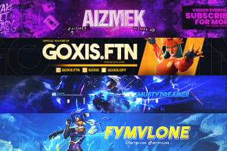design gaming banner, header for youtube, twitter, twitch