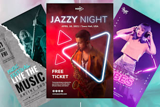 design a concert, nightclub, event or party flyer within 24h