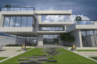 render 3d exterior design in 3d max 2024 vray and corona