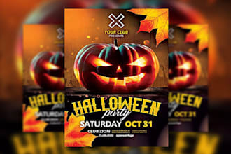design halloween ,party,club,event flyer in 8 hours