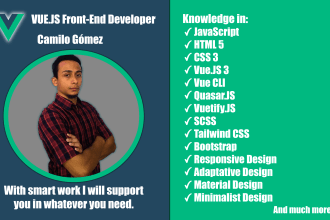 be your vue js 3 frontend developer for your single page application
