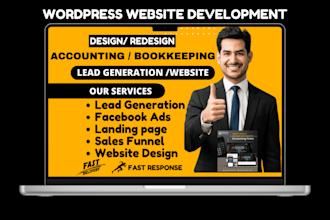 build accounting, tax, bookkeeping, finance, investment wordpress website