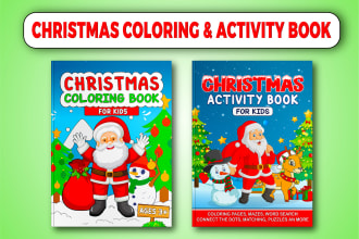 design christmas kids coloring book, activity book, workbook for KDP