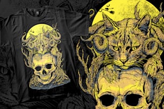 design unique dark art horror illustrations for your merch