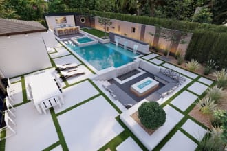 design home garden, pool, patio, villa landscape