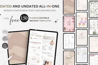design etsy digital planner, hyperlinked planner and ebooks