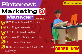 manage pinterest account with SEO optimized profile, pins and boards