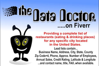 provide a list of restaurants in Excel format for any city in the United States