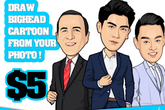 draw bighead cartoon from your photo