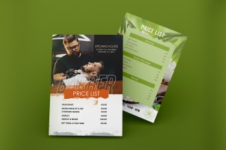 do price list, flyer, postcard design for saloon, spa, beauty