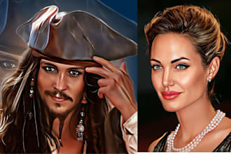 draw digital smudge realistic portrait, art oil paint for you
