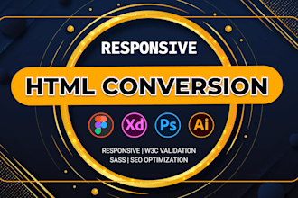 convert figma to html, psd to html css responsive website design