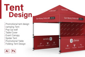 design roll up banner, table cover, canopy tent and backdrop