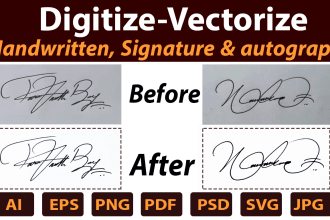 vectorize your signature, autograph and any handwritten