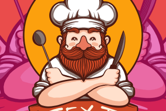 create any food and drink logo or mascot in cartoon style