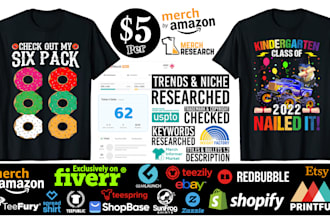 do research profitable best selling bulk t shirt designs for merch by amazon