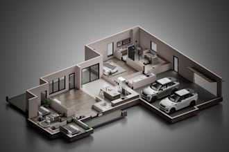 create a 3d interior floor plan design