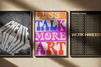 create motivational typography, 3d, party posters or invitation card