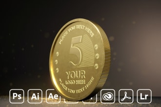 design 3d crypto coin nft challenge logo animation   business