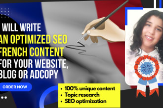 write SEO optimized french content and articles for websites