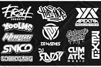 make custom typography logo for dj, urban artist, or music brand
