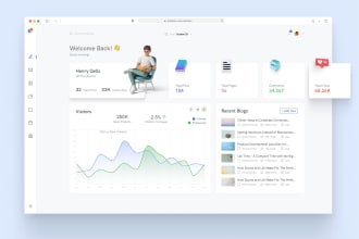 admin dashboard UI UX design, web app, saas, CRM, mockup wireframe in figma, xd