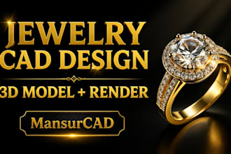 design custom jewelry cad 3d ring, pendant and realistic rendering