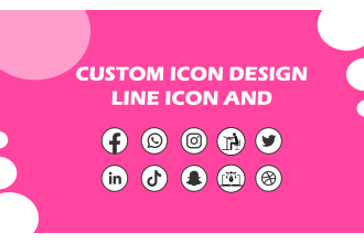 flat illustration icon design line icon and custom icon