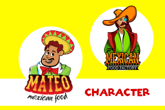 design mexican food logo in cartoon or mascot style