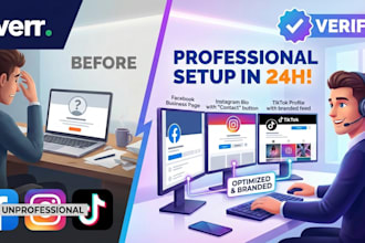 create and setup professional facebook business page, instagram, and tiktok