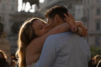 work on a professional couple photoshoot in milan
