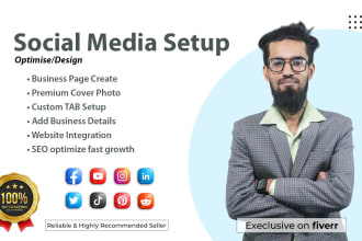 setup facebook page, instagram, twitter, pinterest, youtube, tiktok and more