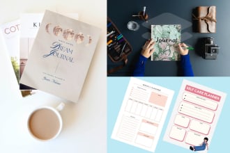 do printable planner, journal design and custom planner, and KDP journal