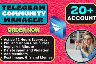 be telegram community manager and group  moderator, admin