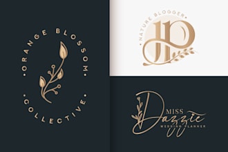 draw a botanical, minimalist, feminine line logo design