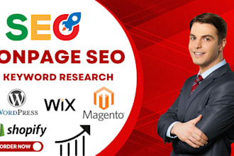 do on page SEO optimization for wordpress, wix, shopify and magento store