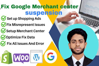 fix google merchant center suspension and  misrepresentation