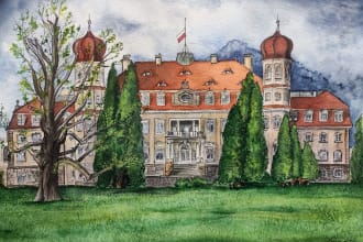paint a watercolor portrait of your house or other building